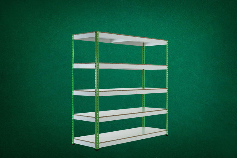 Green Rainbow Rivet Racking - 5 Levels Complete with MFC Chipboard - Main Image