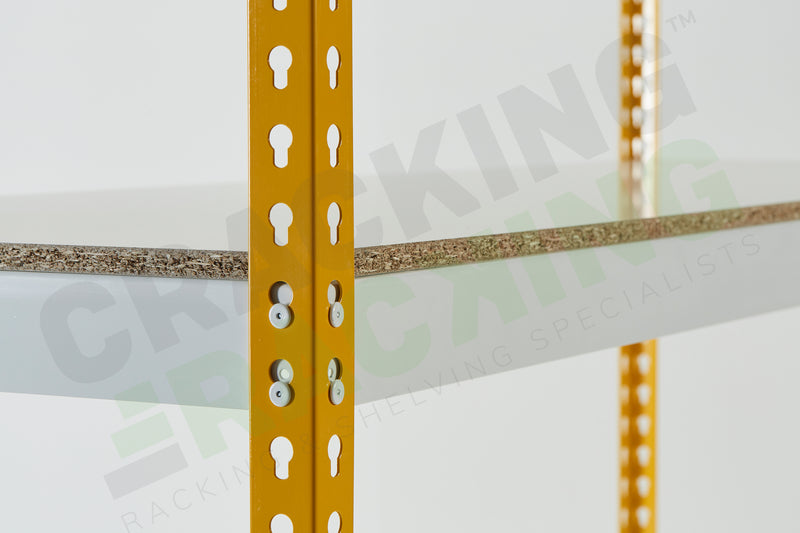 Yellow Rainbow Rivet Racking - Close up of the Posts