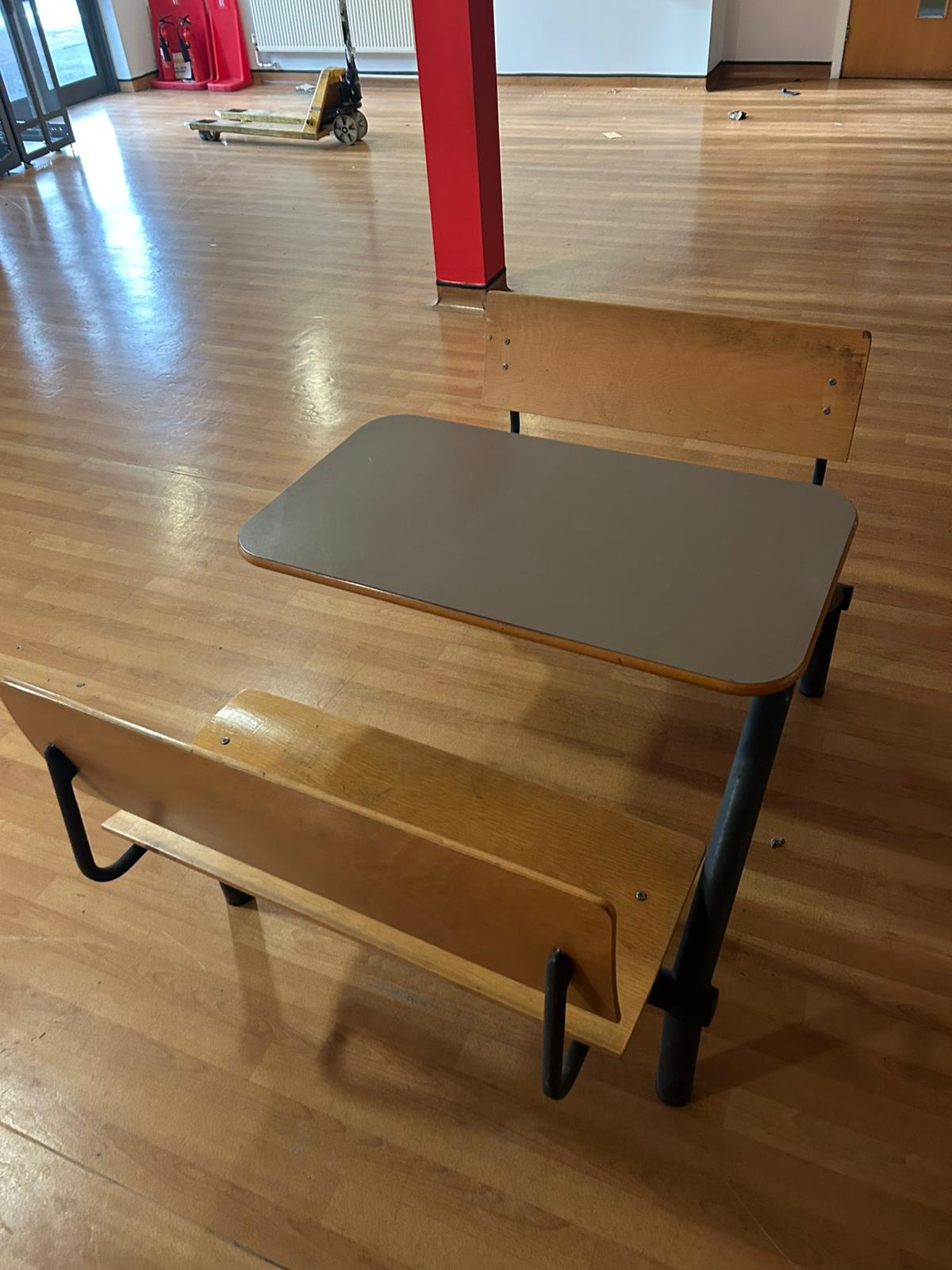 Used Sturdy Fixed Canteen Table with 4 Chairs - 1640mm