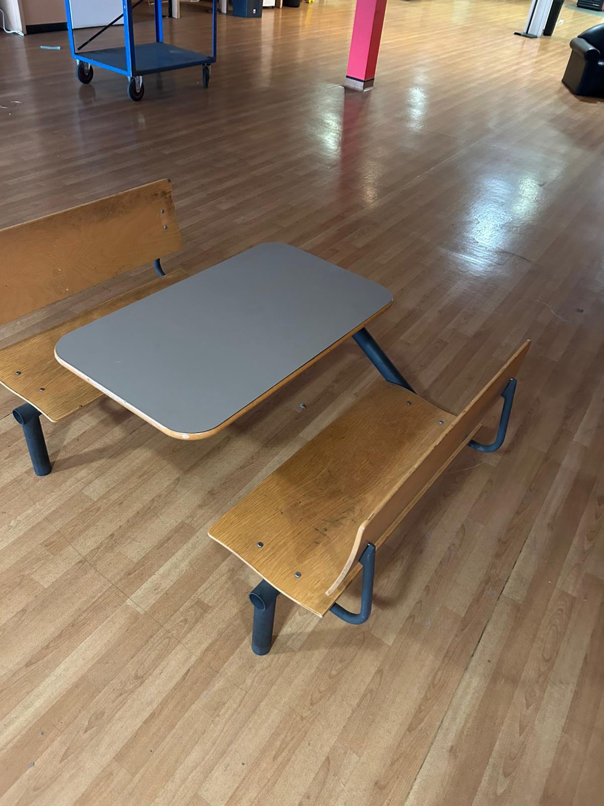 Used Sturdy Fixed Canteen Table with 4 Chairs - 1640mm
