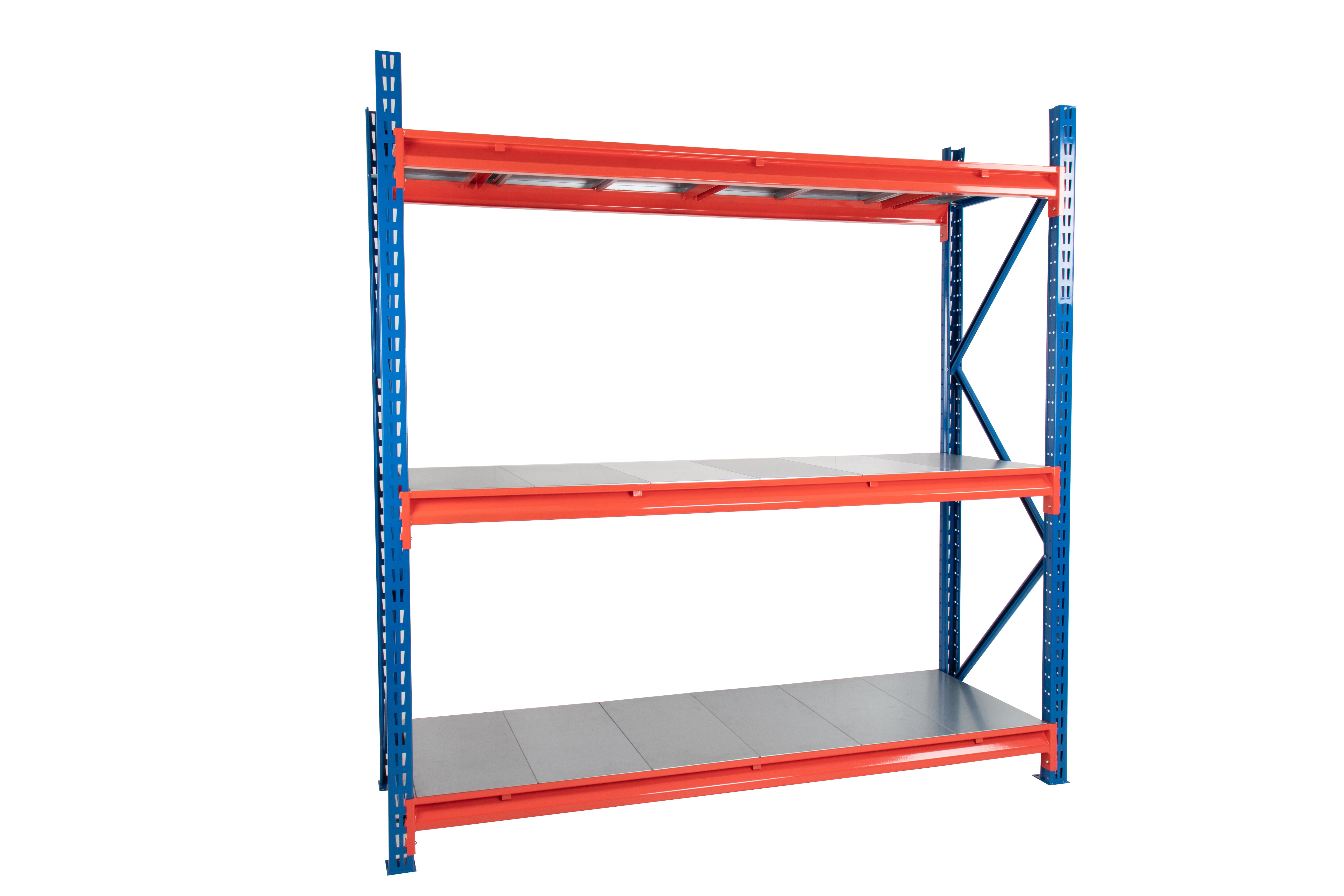 TS Longspan Racking - Starter Bays, Steel Decking - Blue/Orange - Longspan Racking - Cracking Racking