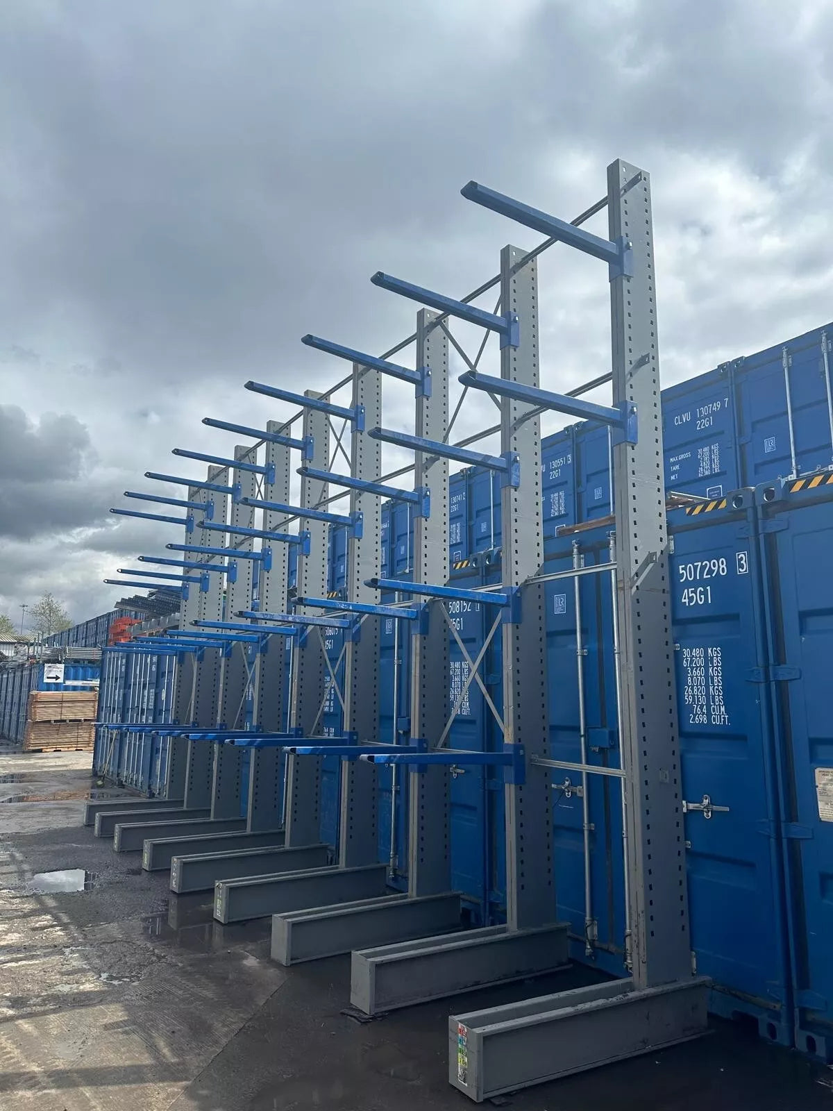 Used Cantilever Racking - 5M High | 8 Connected Bays, Second-Hand - Used Cantilever Racking - Cracking Racking