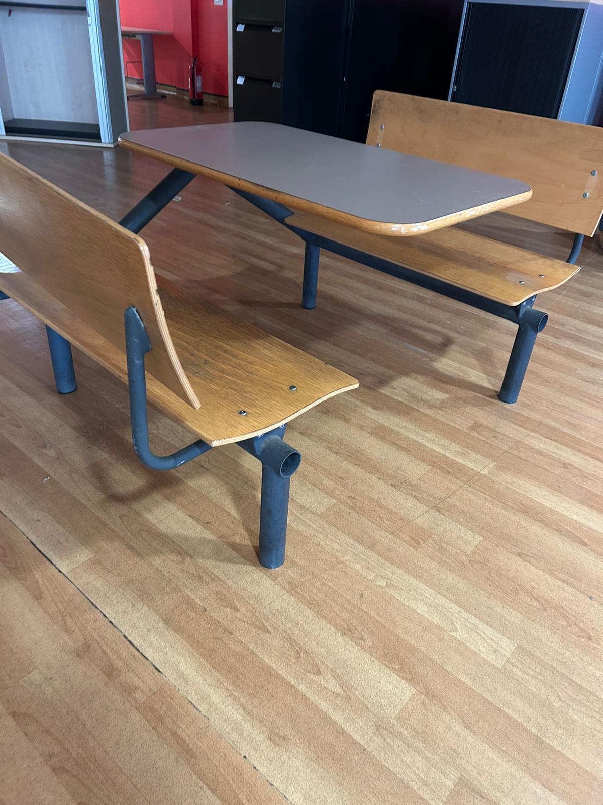Used Sturdy Fixed Canteen Table with 4 Chairs - 1640mm