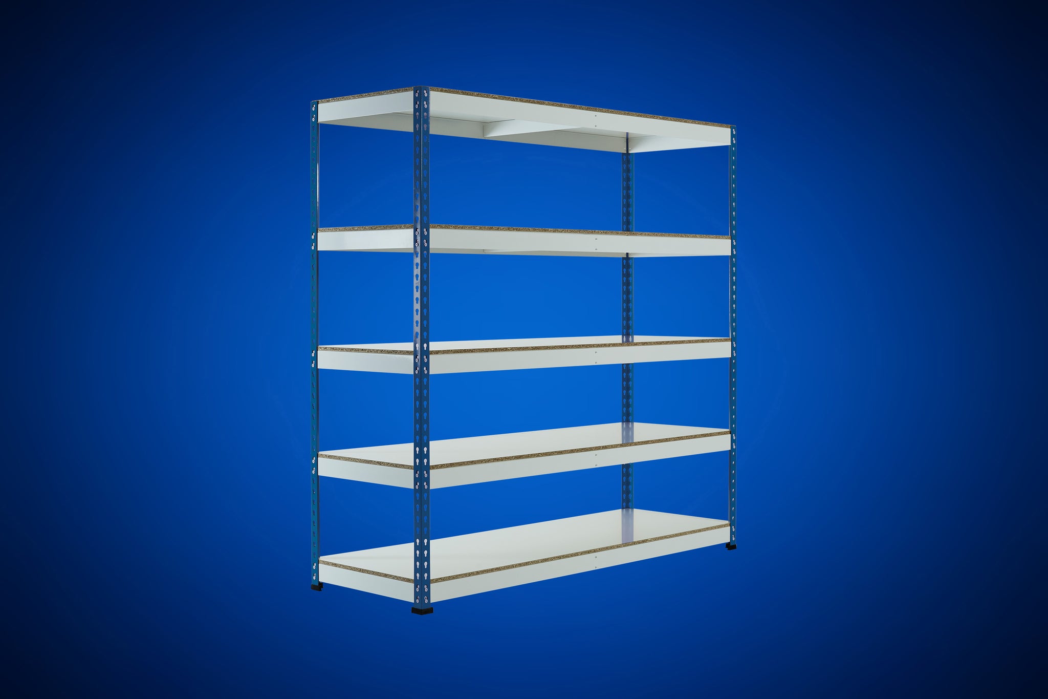 Blue Rainbow Boltless Rivet Shelving - 1830x1830x610mm, 3-5 Levels - Rainbow Rivet Racking - Cracking Racking
