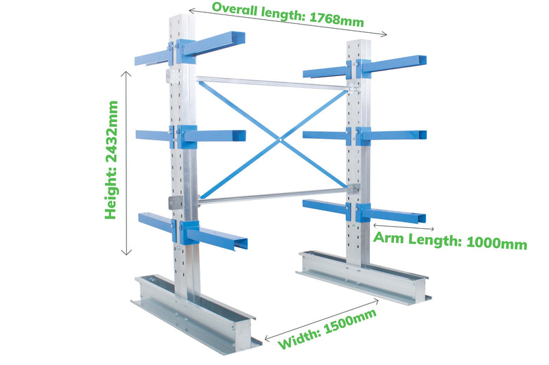 Cantilever Warehouse Racking - Double Sided Starter Bay