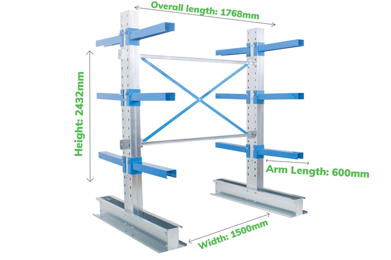 Cantilever Warehouse Racking - Double Sided Starter Bay