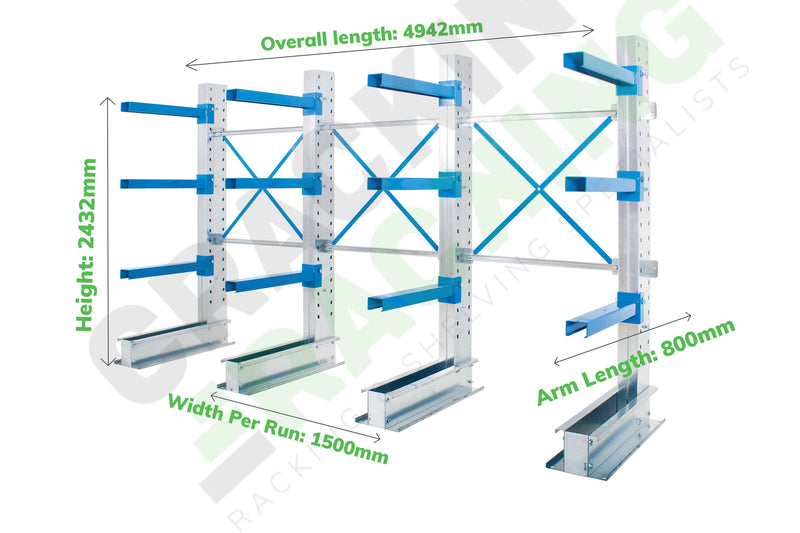 Cantilever Racking - Run of 3 Joined Bays - Single Sided