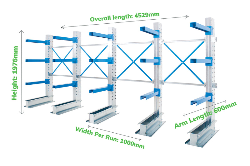 Cantilever Warehouse Racking - Run of 4 - Main Image