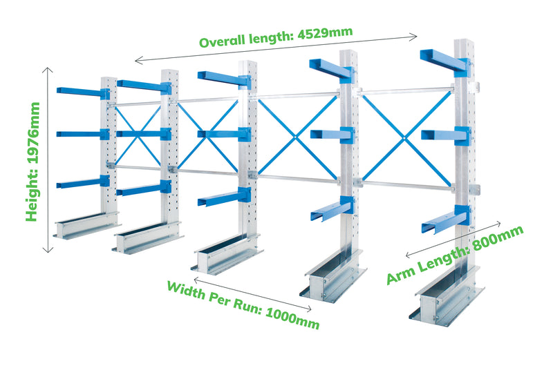 Cantilever Warehouse Racking - Run of 4 - Main Image