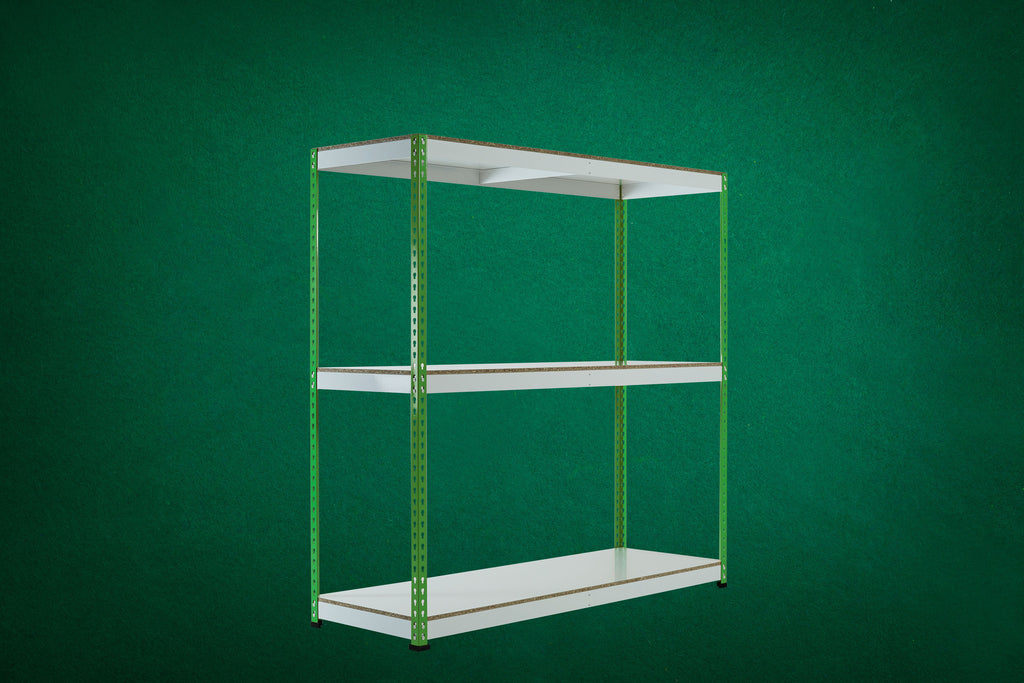 Green Rainbow Boltless Rivet Racking - 1830x1830x610 - 3-5 Levels - Rainbow Rivet Racking - Cracking Racking