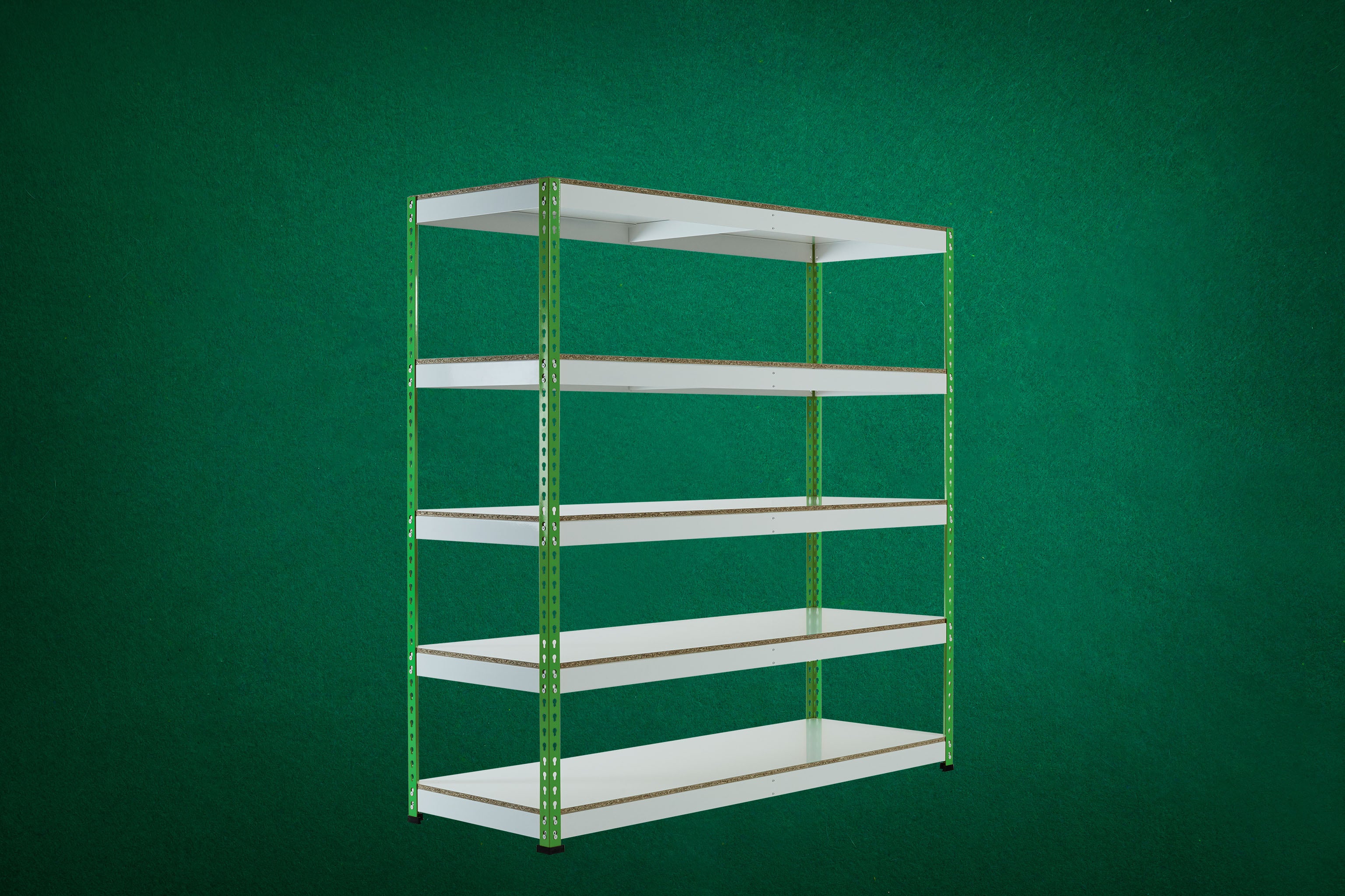 Green Rainbow Boltless Rivet Racking - 1830x1830x610 - 3-5 Levels - Rainbow Rivet Racking - Cracking Racking