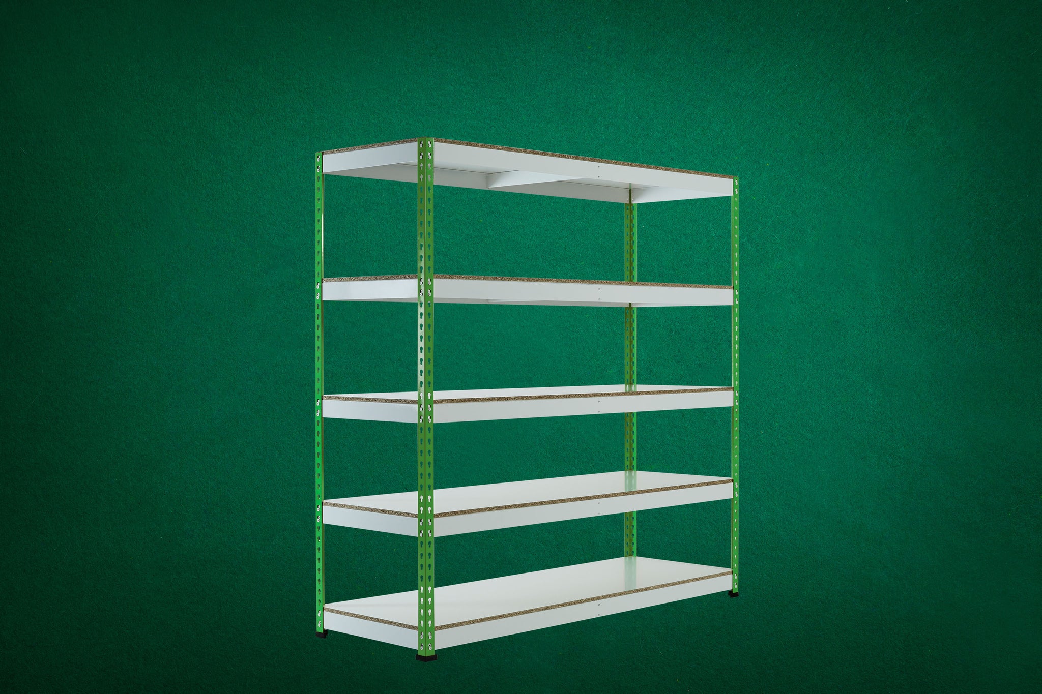 Green Rainbow Boltless Rivet Racking - 1830x1830x610 - 3-5 Levels - Rainbow Rivet Racking - Cracking Racking